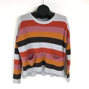 VICI Brady Striped Pocketed Pullover Sweater Women's Small Ribbed Knit High-Low